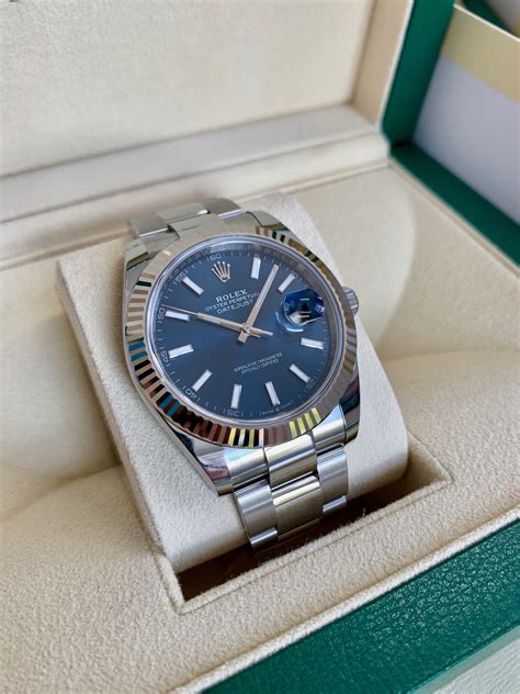 rolex datejust 41 blue dial stainless steel mens watch|rolex datejust 41 price.